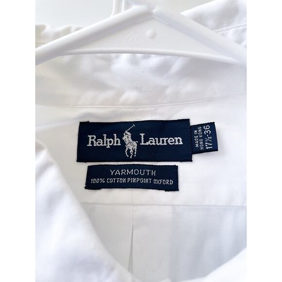 Men's White Polo Ralph Lauren Yarmouth Oxford Button Down Shirt Size 17 1/2-36 - Picture 3 of 6